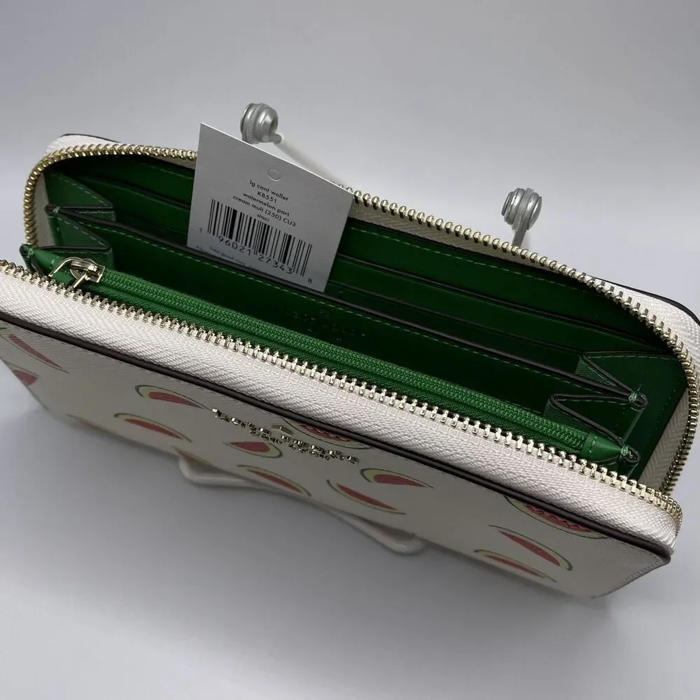 Kate Spade Staci Watermelon Party Large Continental Zip Around Wallet Cream NEW